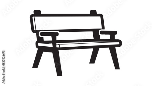 Classic Park Bench: A timeless bench, ideal for serene outdoor spaces, inviting moments of rest and reflection, simplicity and tranquility.