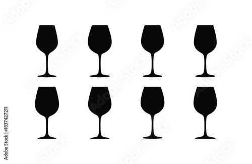 wine glass solid silhouette set