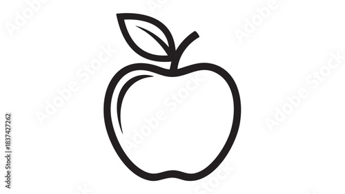 Elegant Apple Illustration: A minimalist line drawing showcases a crisp apple, perfectly depicting its form.