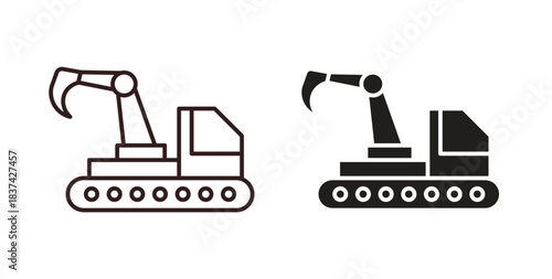 Excavator icons pack. icon for web design isolated on white background