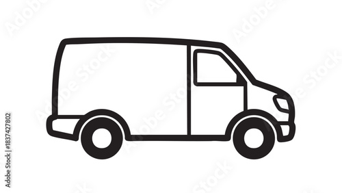Delivery Van Icon: A sleek, minimalist illustration of a delivery van, perfect for representing transport, logistics, and moving services.