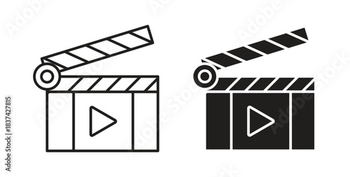 Film clapperboard icons pack. icon for web design isolated on white background