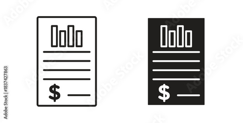 Financial report icons pack. icon for web design isolated on white background