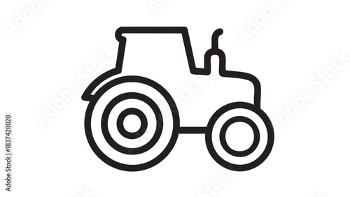 Tractor Outline: A simple yet iconic outline of a tractor, ready for the work. Symbolizing agriculture and farm. 