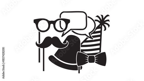 Party Prop Silhouettes: A collection of festive party props and speech bubbles, perfect for capturing celebratory moments, add a touch of playful charm.