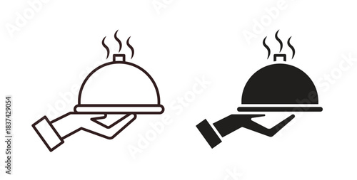 Hand holding tray icons pack. icon for web design isolated on white background