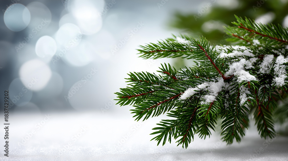 Naklejka premium Christmas winter background with snow blurred bokeh display merry christmas greeting card happy new year message festive seasonal atmosphere defocused snowy setting with