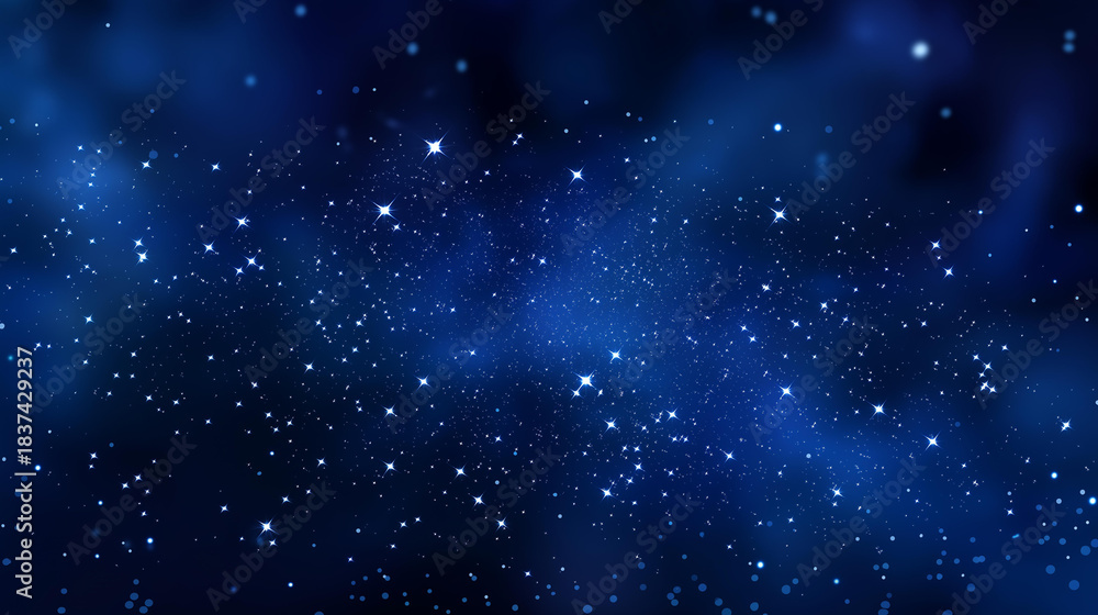 Obraz premium Blue night starry sky space background astronomy visualization celestial screensaver display horoscope zodiac concept cosmic atmosphere scene defocused stars pattern with