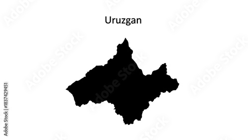 Map silhouette of uruzgan province, afghanistan, isolated on