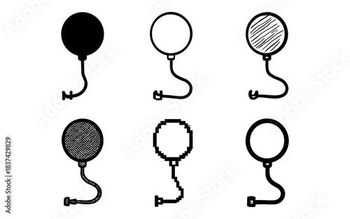 Diverse balloon designs: pixel, sketch, and silhouette styles for creative impact