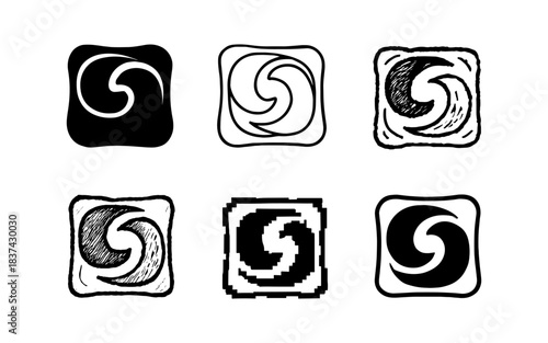 Unique swirl designs in various artistic styles and techniques