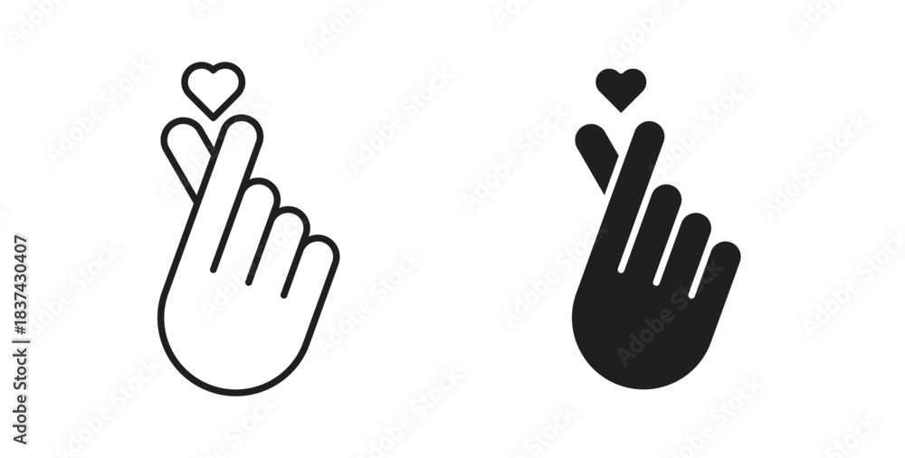 Fototapeta premium korean heart icons pack. icon for web design isolated on white background