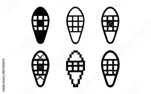 Abstract mask design in various artistic styles: flat, linear, pixel, black and white, sketch