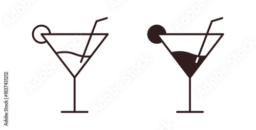 Martini glass icons pack. icon for web design isolated on white background