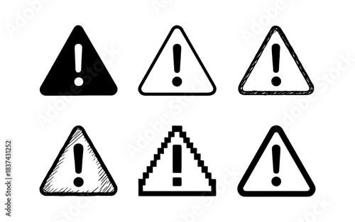 Diverse warning signs in various styles and designs