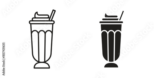 Milkshake icons pack. icon for web design isolated on white background