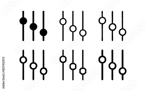 Minimalist black and white control panel knob designs