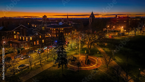 Harvard Square Monument at Night in Cambridge, Massachusetts