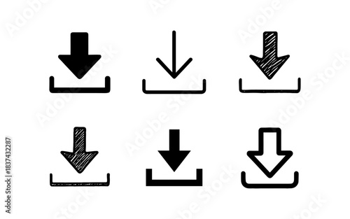 Free Download Variety of download icons in different styles: sketch, solid, minimalist - GFXLoad