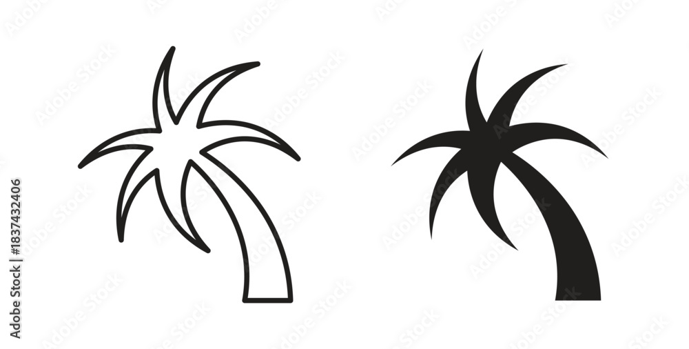 Fototapeta premium Palm tree icons pack. icon for web design isolated on white background