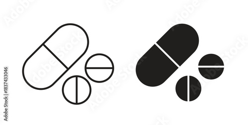 Pills icons pack. icon for web design isolated on white background