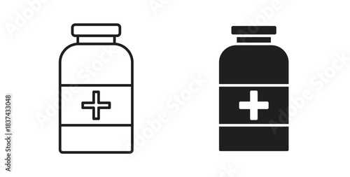 Pill bottle icons pack. icon for web design isolated on white background