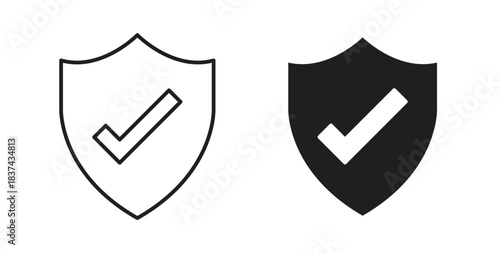 Shield check mark icons pack. icon for web design isolated on white background