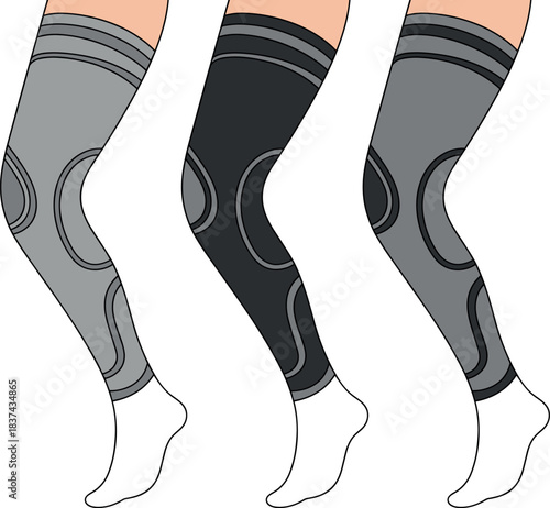 Legwear, compression, vector, illustration, sketch, outline, fashion, gear, durable, ergonomic, structured, silhouette, layout, design, accessory, athletic, support, contour, breathable