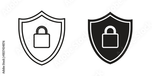 Shield lock icons pack. icon for web design isolated on white background