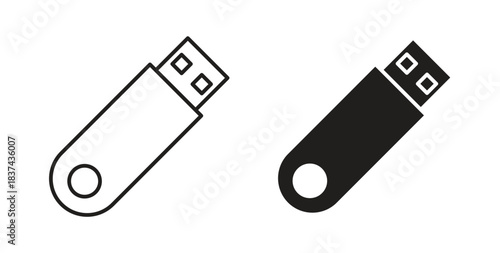 usb drive icons pack. icon for web design isolated on white background