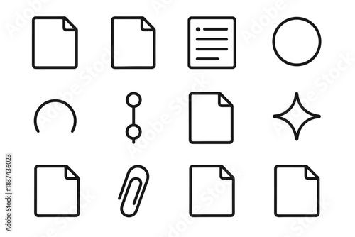 Outline arc vector document minimal ring line fold shadow icon dot