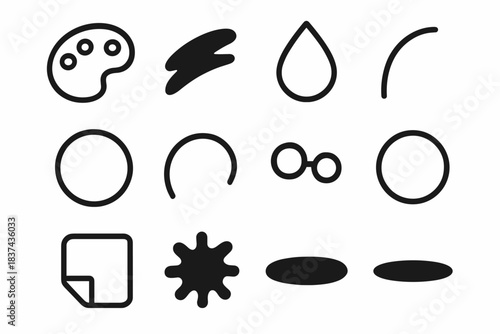 Splash icon stroke dot vector shadow minimalist outline set arc hinge palette