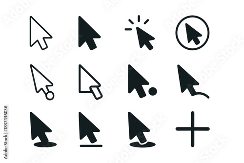 Ring spark cursor arrow outline line cross fold icons icon minimalist vector