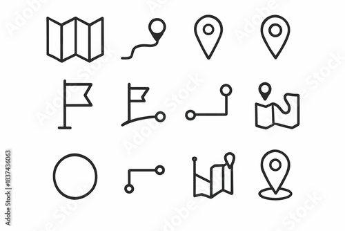 Vector arc path fold icon curved icons route minimal ring dot pin