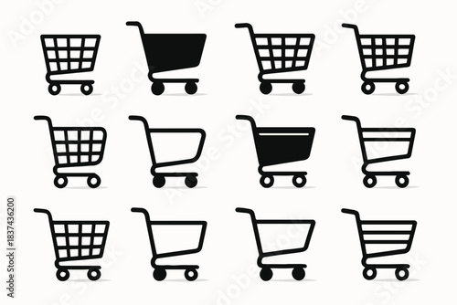 Stripe grid icon shopping minimal handle icons circle hinge ring line wheel