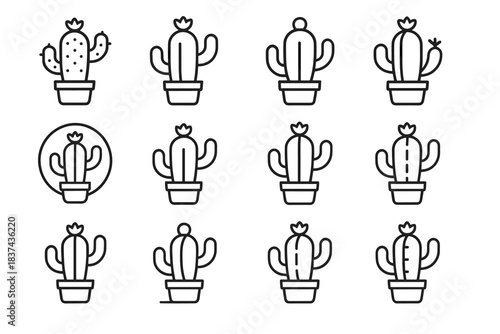 Flower minimal spine base seam icons icon hinge cactus vector arm curved