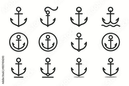 Circle curve chain seam fold base minimal loop icon vector icons anchor