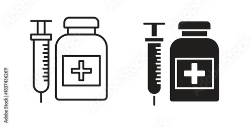 Vaccination icons pack. icon for web design isolated on white background