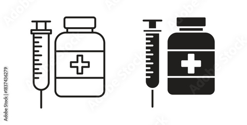 Vaccine vial icons pack. icon for web design isolated on white background