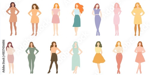 Minimal diverse female silhouettes isolated on white symbolizing unity and empowerment for Women’s Day.