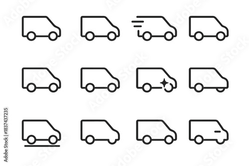 Vector line frame icon icons minimalist curve box van hinge dot spark