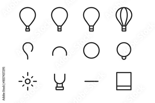 Icon ring frame balloon fold minimal vector smooth base spark curve outline