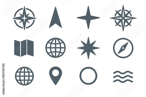 Points ring vector arrow wind rose wave icon compass direction needle minimalist