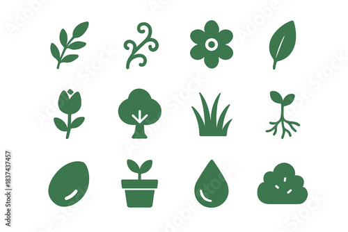 Bud droplet minimal icon vector icons flower tree grass botanical leaf vine
