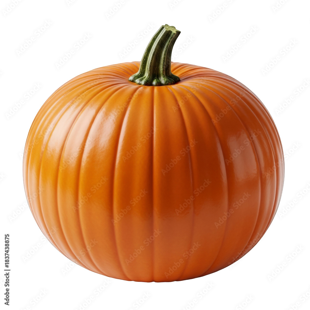 Obraz premium Autumn Pumpkin: A vibrant orange pumpkin, the quintessential symbol of autumn and the harvest season, stands proudly, its rich color and textured surface beckoning the spirit of fall.