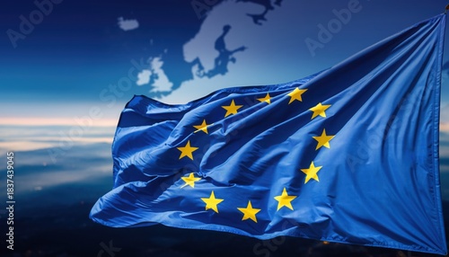 4K HD National flag Background  - The European Union flag waving in the wind