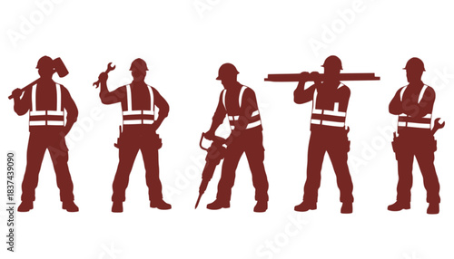 American Construction Worker Silhouette Icon