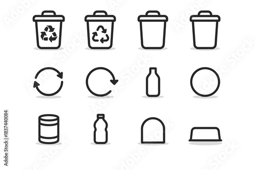 Bin minimal curve vector arrow recycle lid icon line outline arc