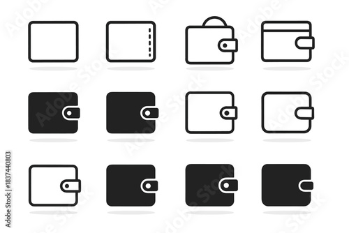 Vector curve fold dot slot line hinge base icon minimal icons wallet