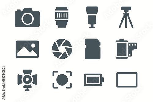 Modern film memory ring frame light focus vector photo icon camera